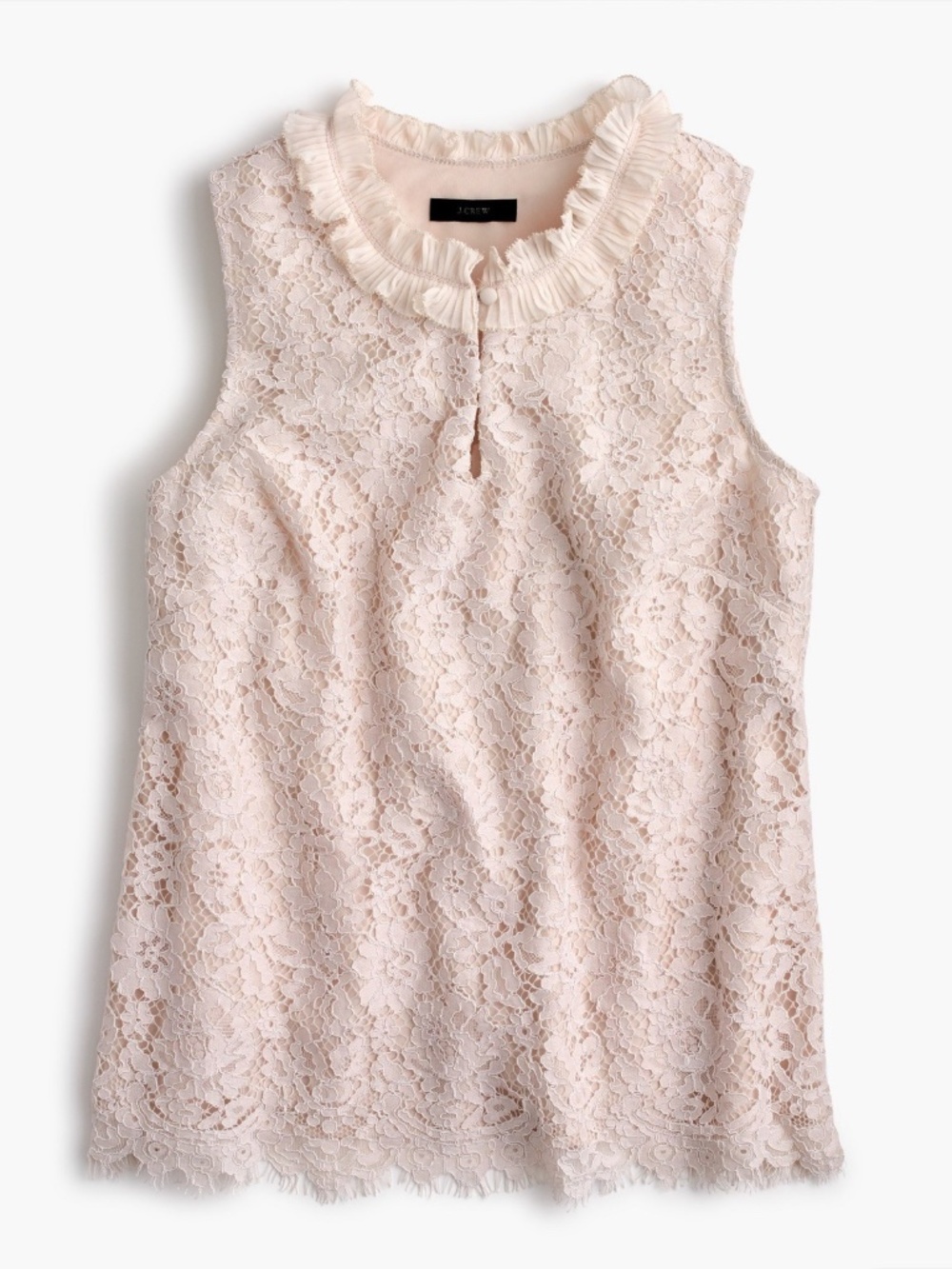 J.CREW Lace Ruffle-Neck Top DUNE -size small